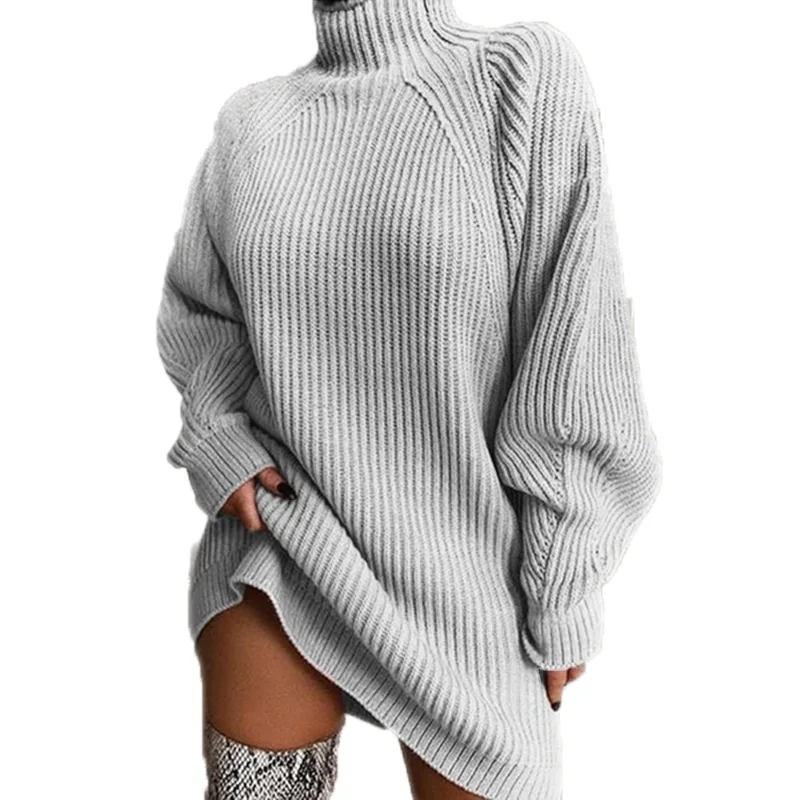 Autumn and Winter Medium And Long Sleeves Turtleneck Sweater Dress (1600223510228)