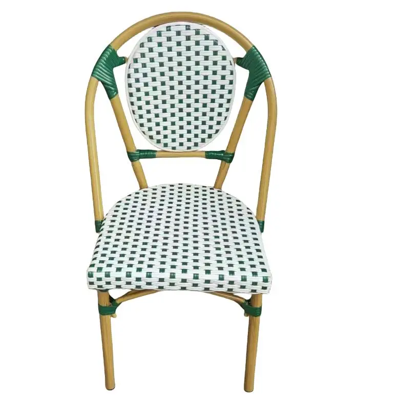 Outdoor garden modern bamboo chair Paris resin wicker rattan coffee chair stacking French style bistro chair