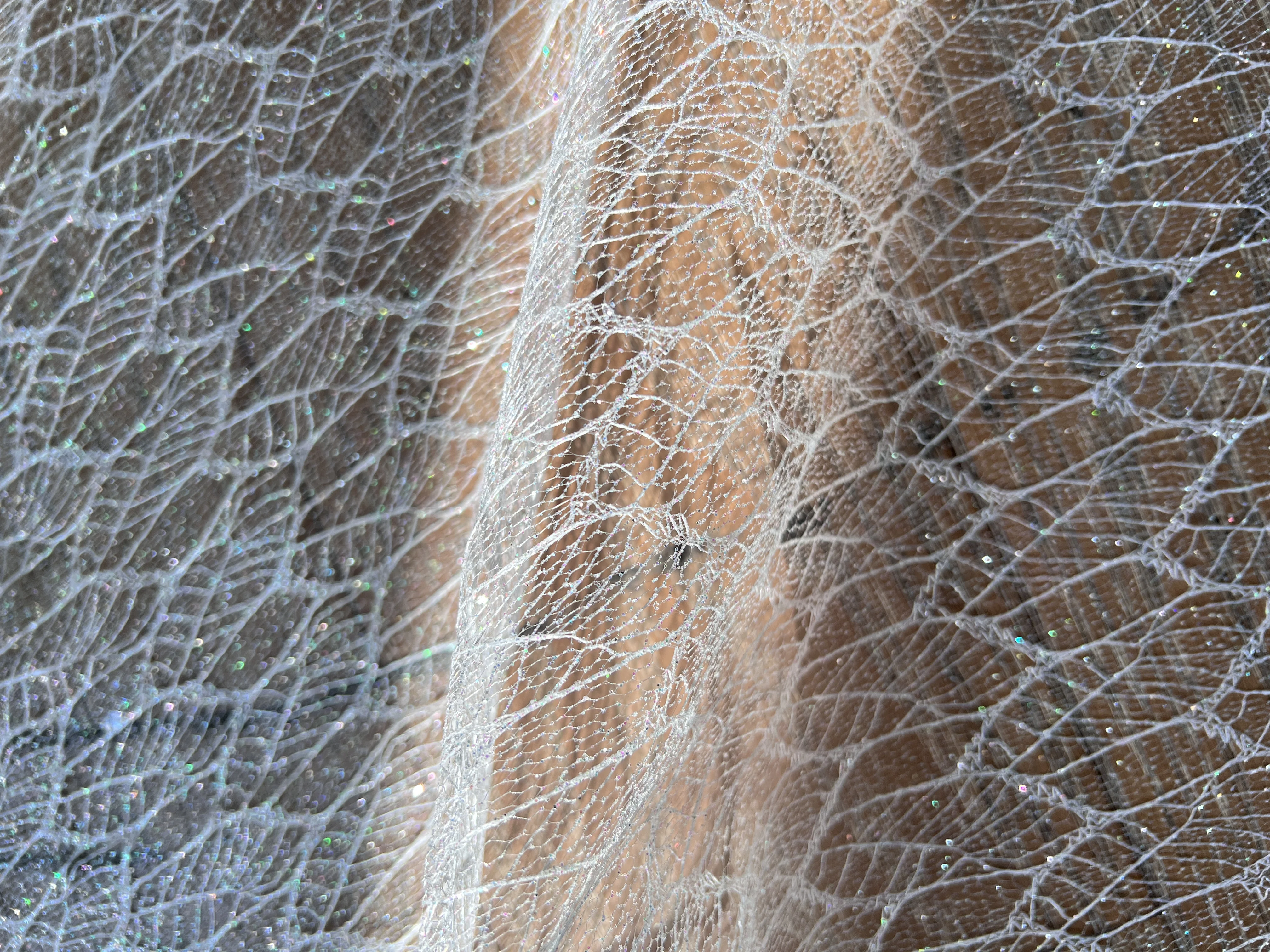 Elegant design ivory soft tulle embroidery beads lace fabric sequin for wedding dress Party dress silver glitter