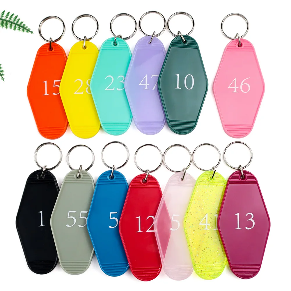 Custom color blank acrylic key chain clear sublimation holographic hotel motel acrylic keychain charms for jewelry making