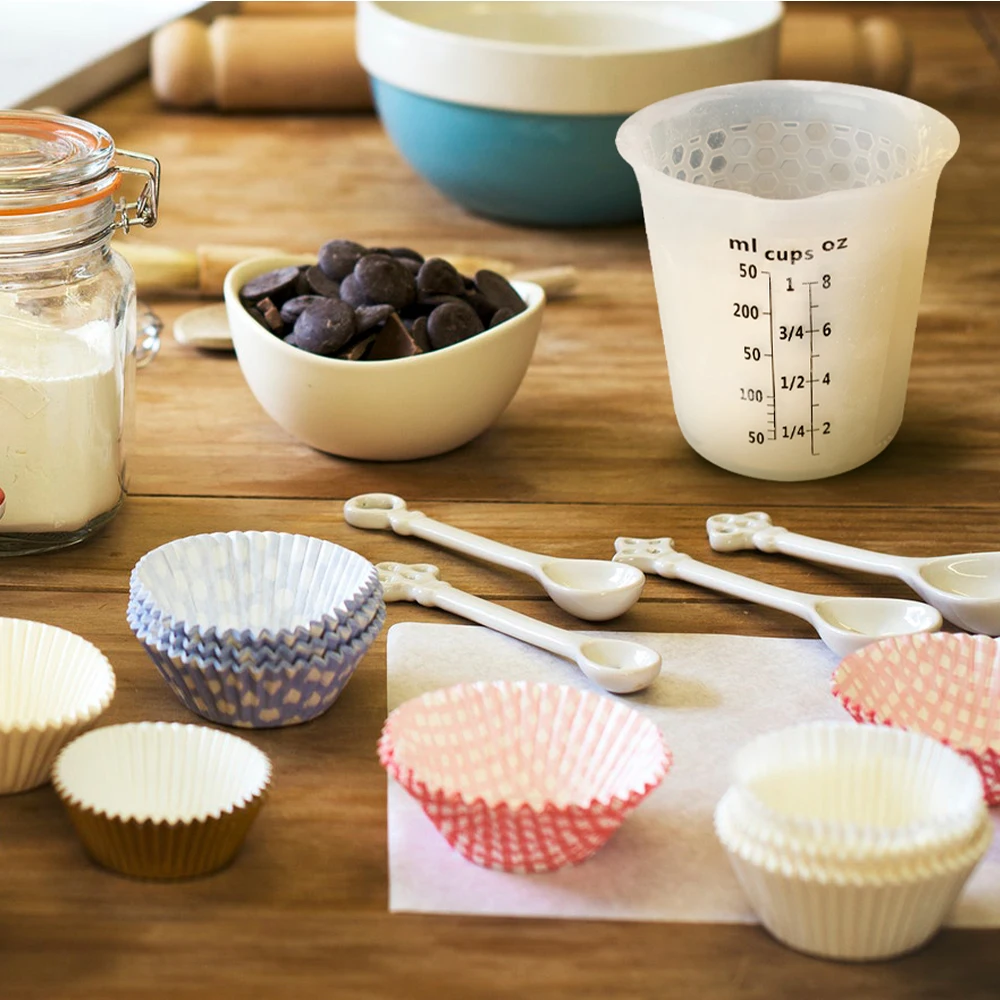 2Pcs 500ML Silicone Measuring Cups Liquid Measuring Jug Cooking Measure Cup Pour Mixing Cups with Scale for DIY  Use Useful