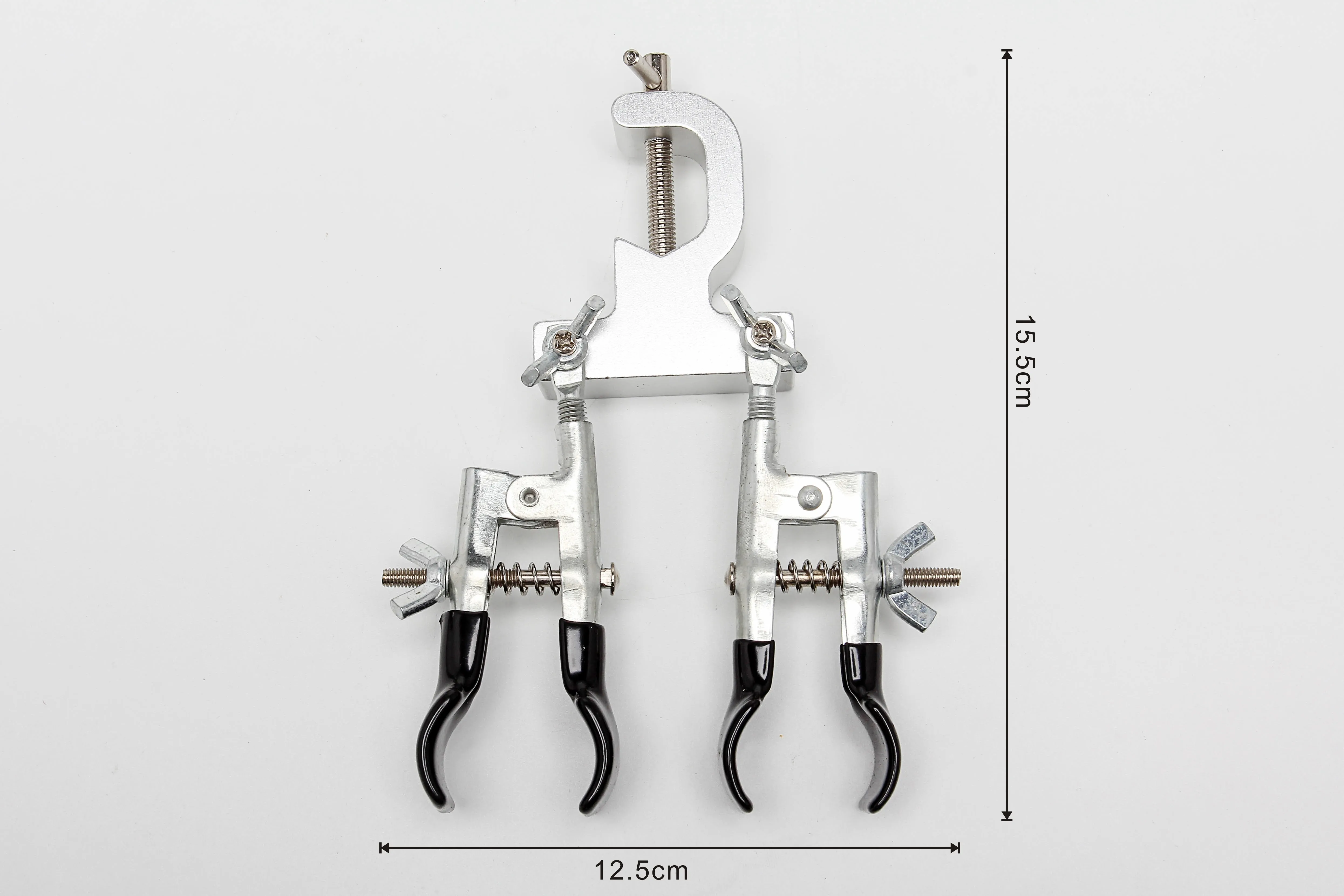 Gelsonlab HSG-101A Lab Aluminum Adjustable Double Flask Clamps Test Tube Clamp Burette Clamp PVC Coated Round Jaws