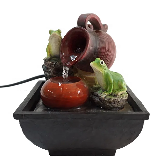 feng shui decoration resin crafts frog statue small fountain indoor