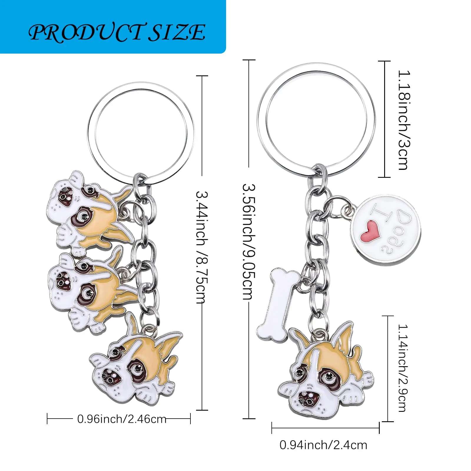 High quality Animal Key Chain custom 3D dog shaped soft enamel metal keychains