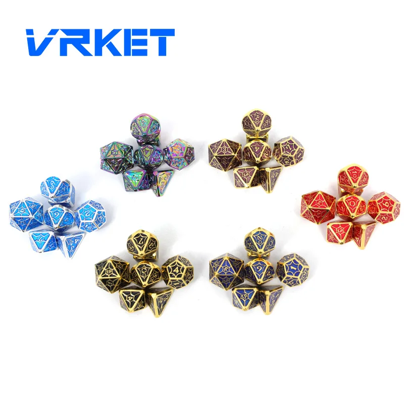 VRKET customized own d6 d20 design multicolor rpg dnd zinc alloy dice manufacturers