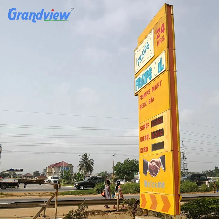 Wholesale factory cheap led pylon sign advertising board cheap aluminum petrol gas station pylon sign
