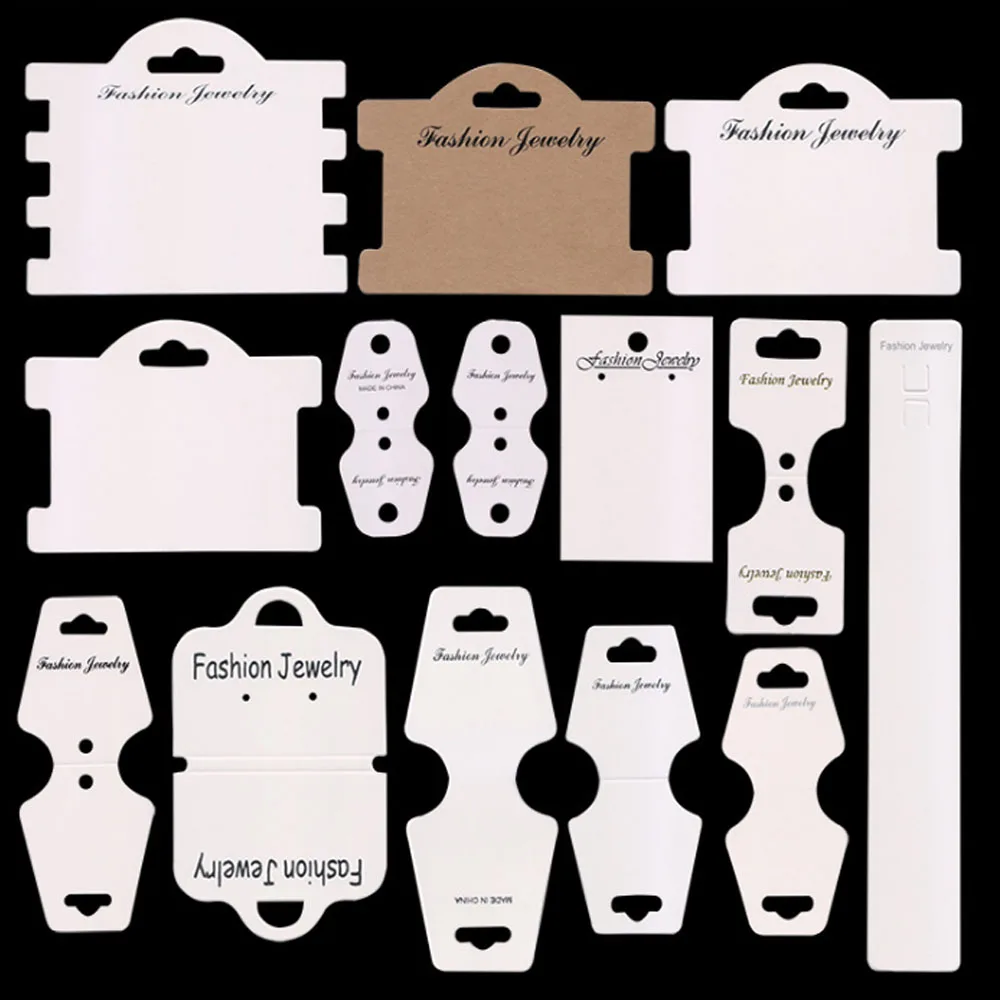 custom logo ok kraft and white paper card jewelry display packaging bracelets necklace earring hair ties jewelry holder cards