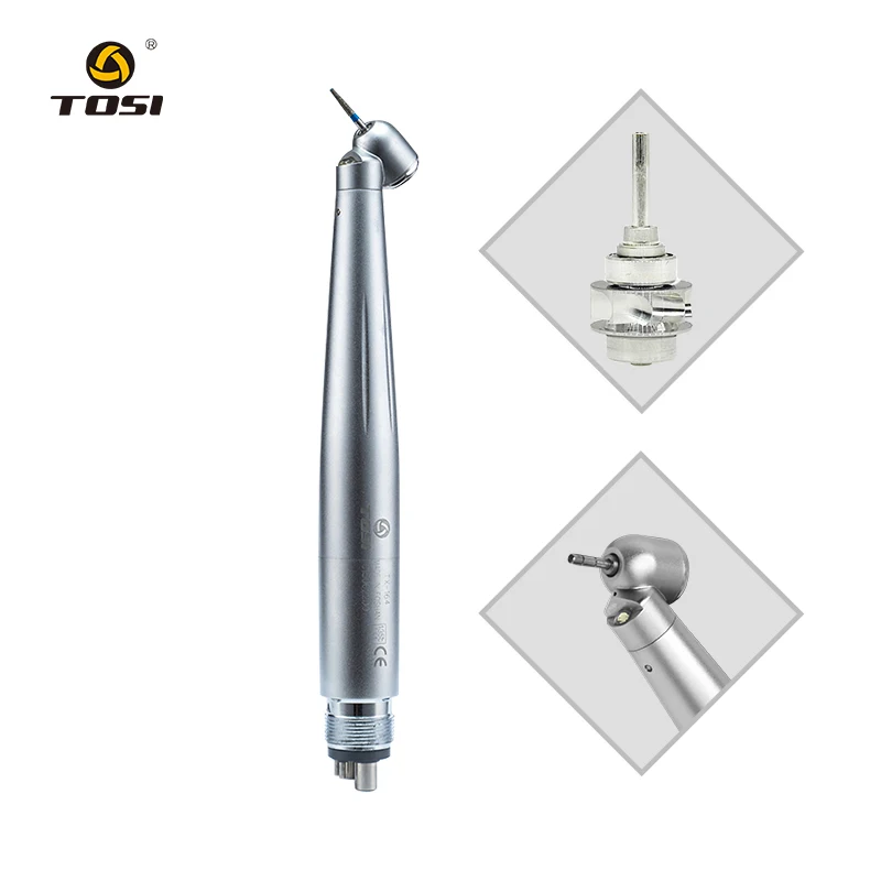 LED E Generator 45 Degree Dental Supply Surgical Handpiece with Angle Rear Exhaust Push Button High Speed