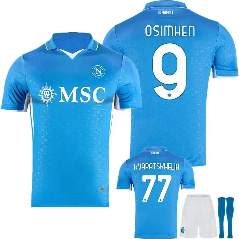 Футбольные майки SSC Napoli винтажные футбольные 2024 25 неапольских домашних болельщиков комплект топы trikot мужские детские футболки OSIMHEN KVARATSKHELIA