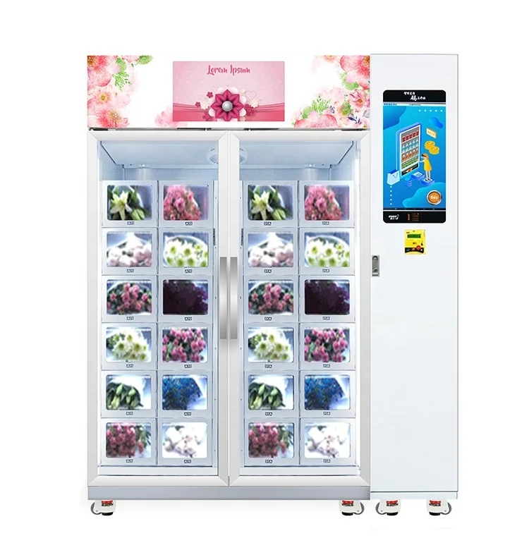 Fresh flower vending machine with cooling locker touch screen,card reader,E-wallet in the mall