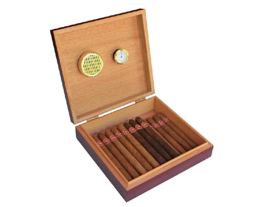 High Quality Cherry Lacquer Spanish Cedar Humidor with Magnet Seal and Humidifier