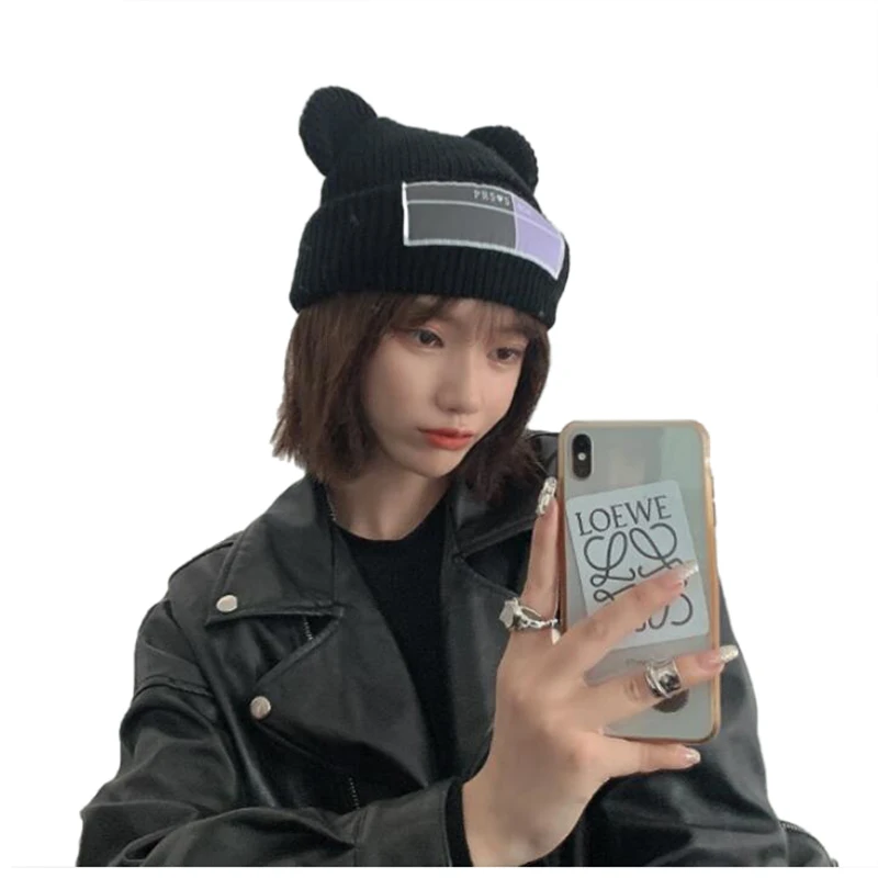 Autumn And Winter Warm Plain Face Masks Beanie Knitted Woolen Blank Knitted Balaclava Custom Ear Hole Ski