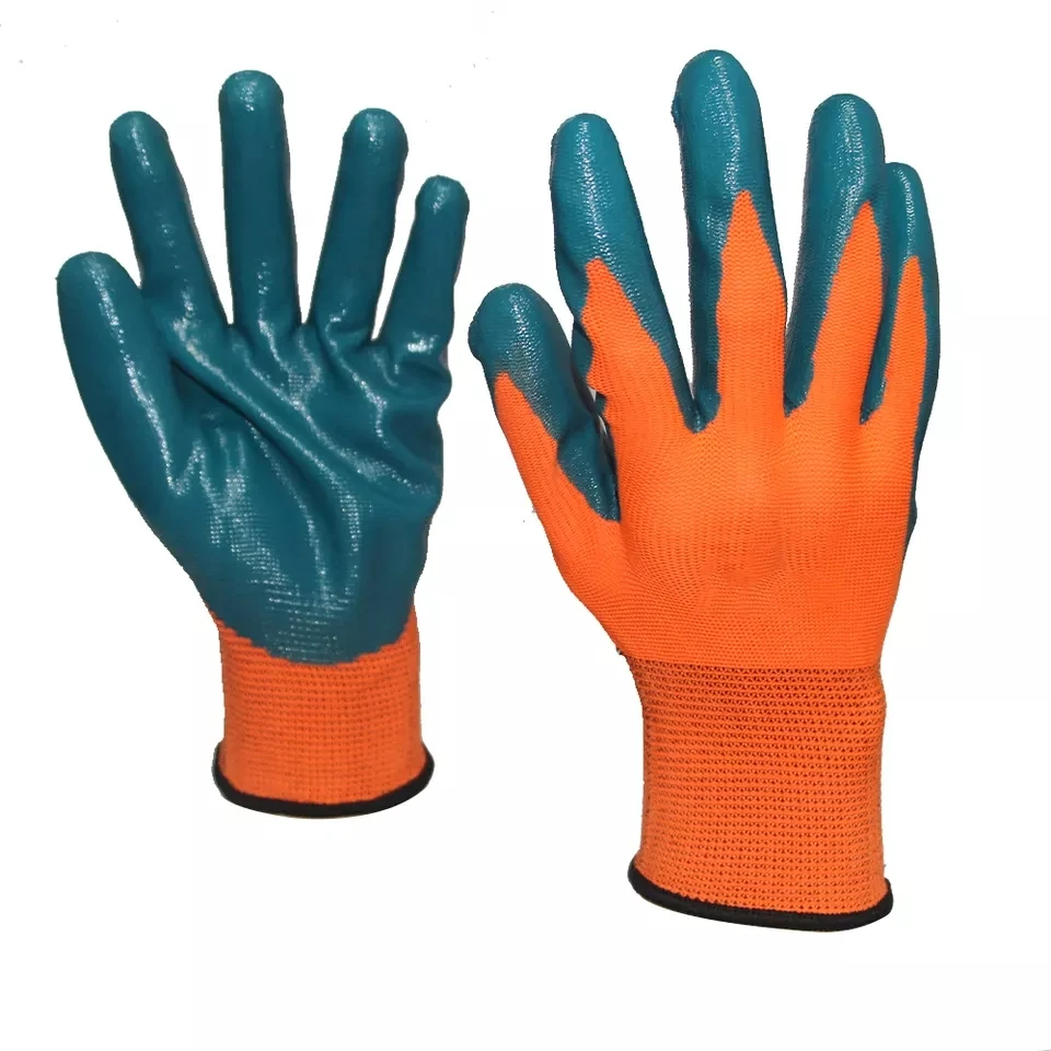 Labor Protective Non Slip Coating Red Nylon Knit Latex Coated Construction Mechanical Industrial Safety Work Gloves