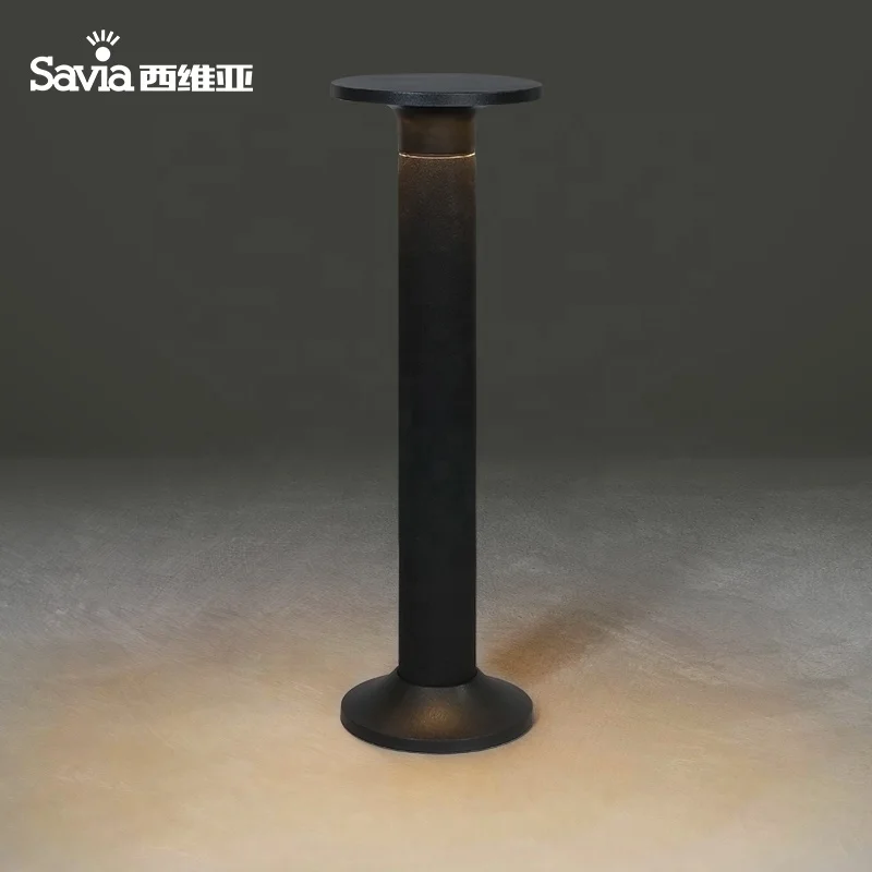 Savia modern waterproof IP44 outdoor luminaire bollard plate 8W 3000K anthracite garden lighting plastic pillar lantern lamp