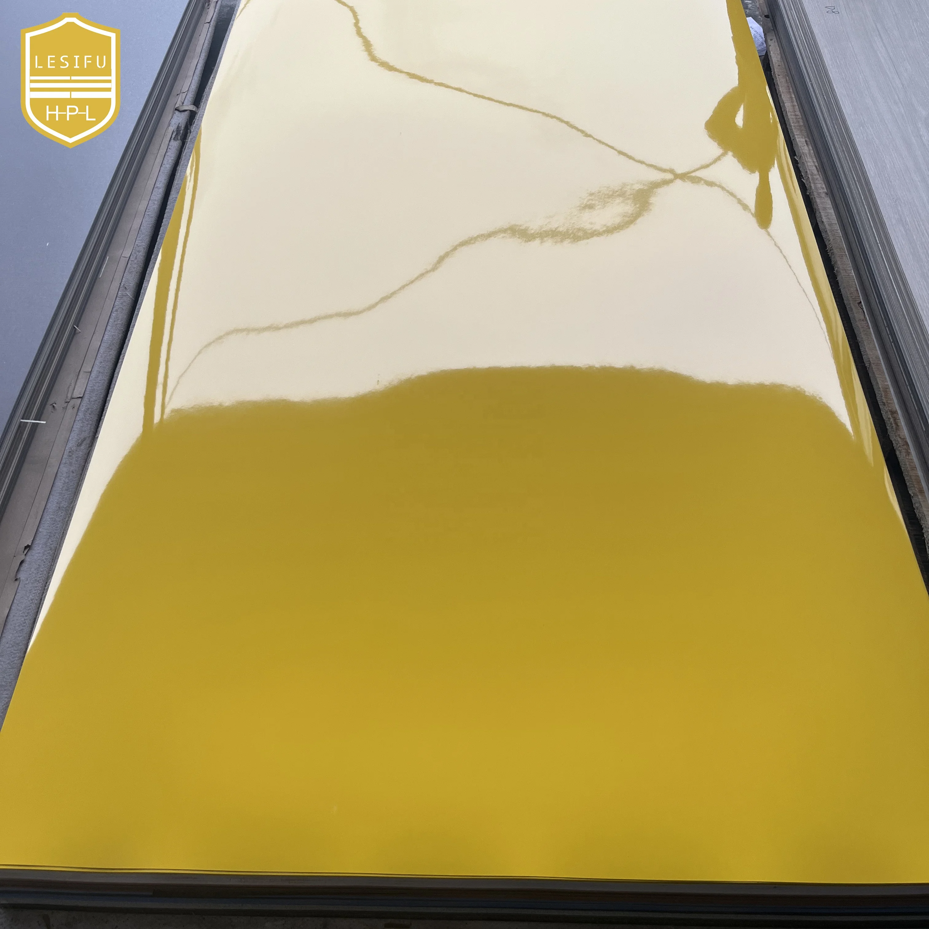 1220*2440mm 0.5mm yellow color Hpl High Pressure Laminate Sheet For Interior Decoration Hpl
