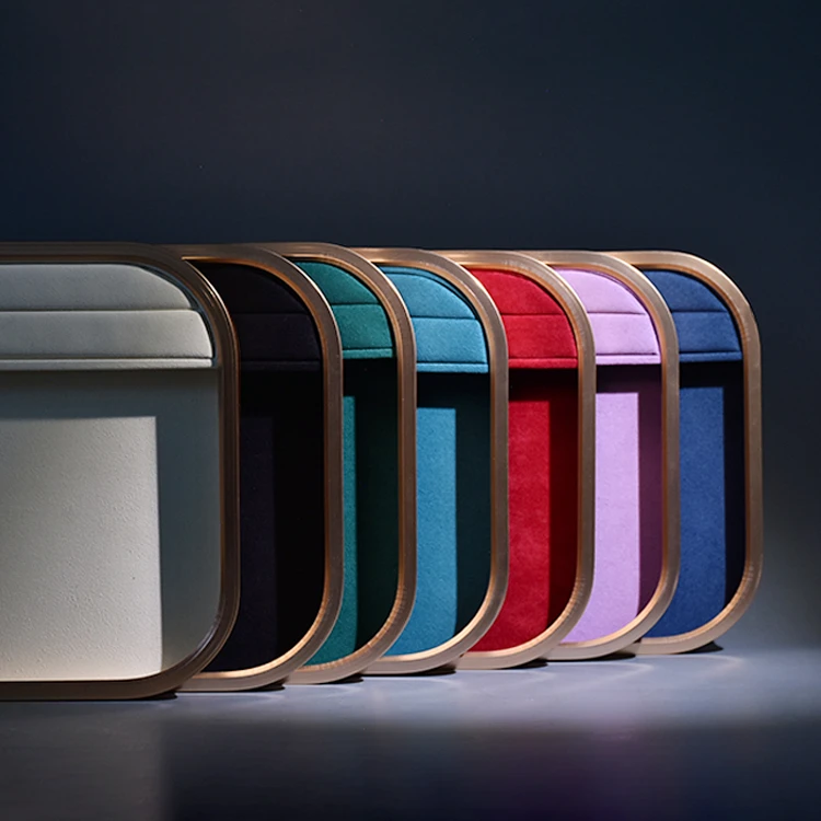 
 Lucking Luxury Gold Metal utility display tray flat board Mutil-functions Shop Exhibitor tray With PU leather Insert Jewelry  