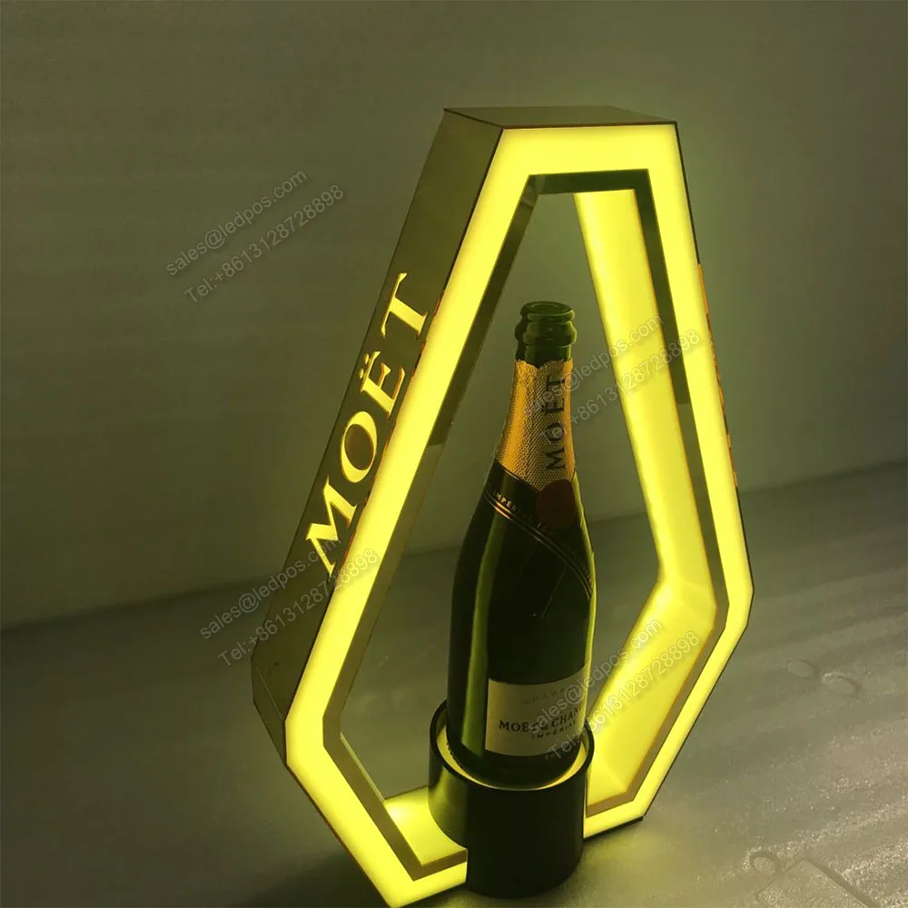 Glow LED Luminous Crown Chandon Bottle Glorifier Mo et Champagne Bottle Presenter VIP Service Neon Bar Sign for Party Nightclub