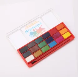 18pcs solid water color paint cake with brush  1.2X2.3cm  square shape water color paint