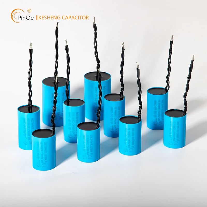 KS PinGe Capacitor Manufacturer  CBB60 Plastic Case With Wires 450V 8UF Capacitor For Water Pump