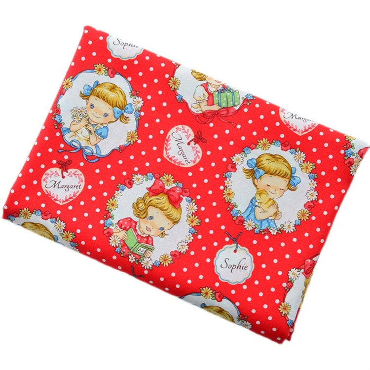 Factory Supplier Muti Color Cartoon Printed Lovely Girl Strawberry Printing 100% Cotton Twill Fabric Pure Cotton Fabric