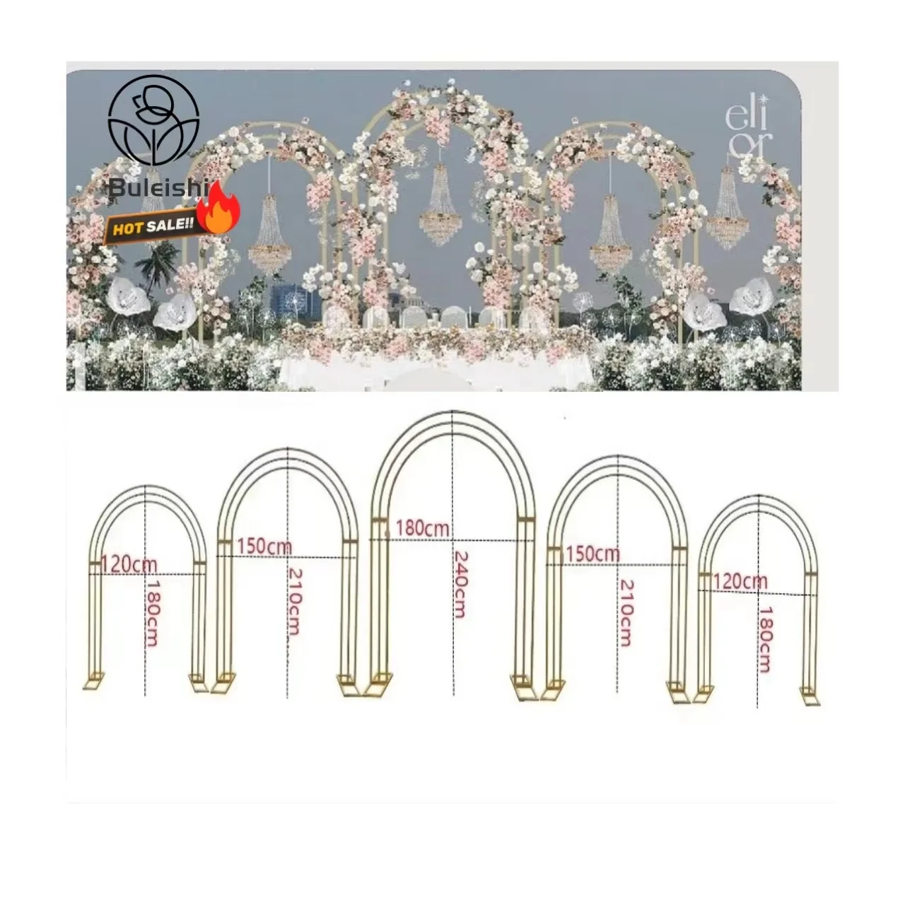 Wedding Arch Stand Gold Metal Stage Decoration Arch Frame Events Decor Birthday Party Backdrop Decoration Wedding Backdrop