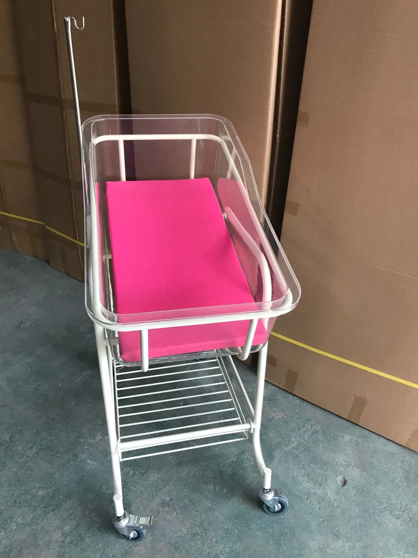 2021 Hot Sale Adjust Height Powder Coated Steel Hospital Baby Beds