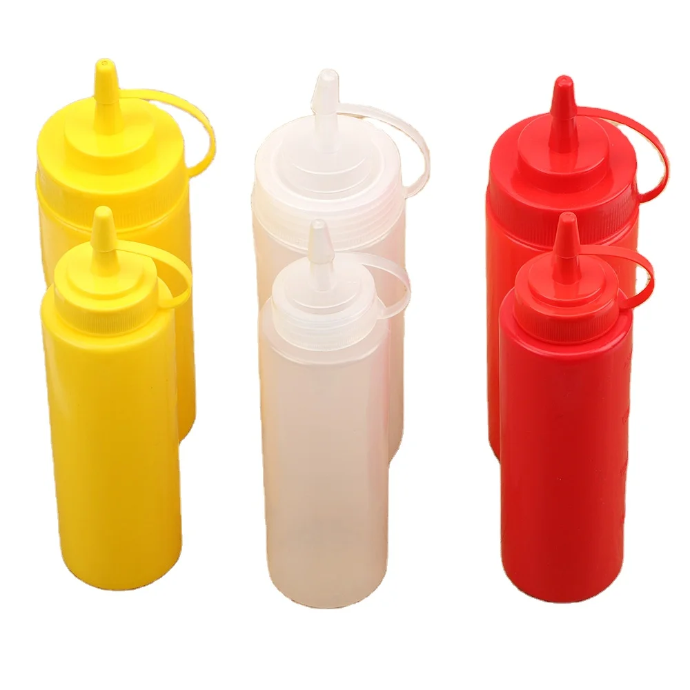 Sauce Vinegar Oil Ketchup Gravy Cruet Kitchen Accessories Gravy Boat Plastic Condiment Dispenser 8oz 12oz Squeeze Bottle