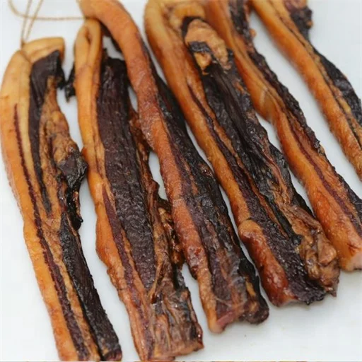 Hot selling chinese specialty bacon pork  wholesale cured meat wood fire smoked pork vacuum packed bacon