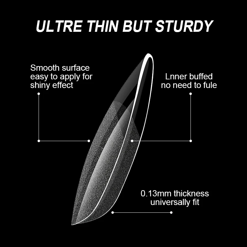 12 grid box of semi matte nail tips, scratch free and scratch free thin DIY nail art Press on nail