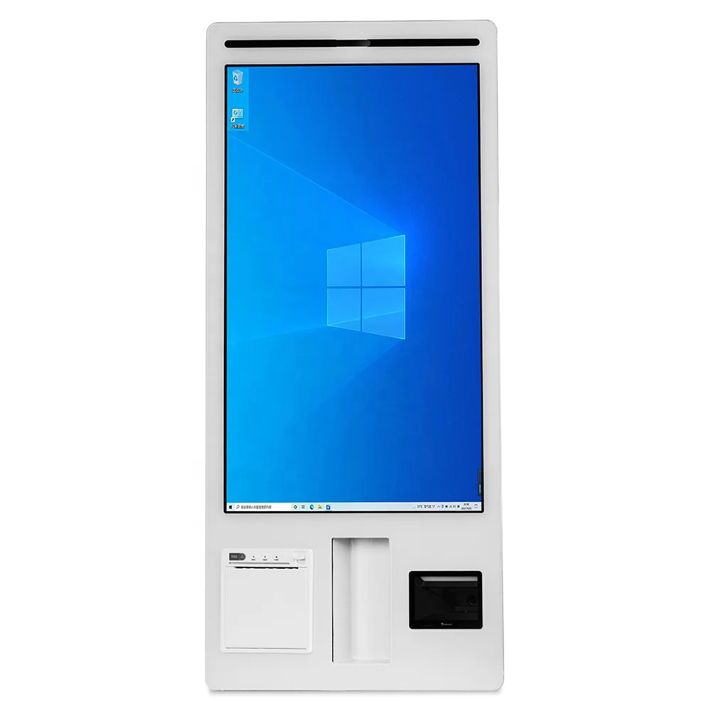wall mounted 27 inch touchs creen panel display All in One PC Self Payment Kiosks with printer scanner
