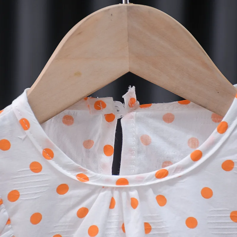 Conyson New Arrival Summer children outfits 1-4 Years Old Kids Girls Fashion Size 2 Pieces dot clothing denim shorts clothes Set