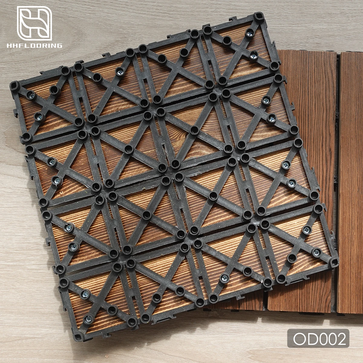 HHFlooring Group 30mm carbonized wood interlocking floor tiles DIY decking tile outdoor garden used tiles