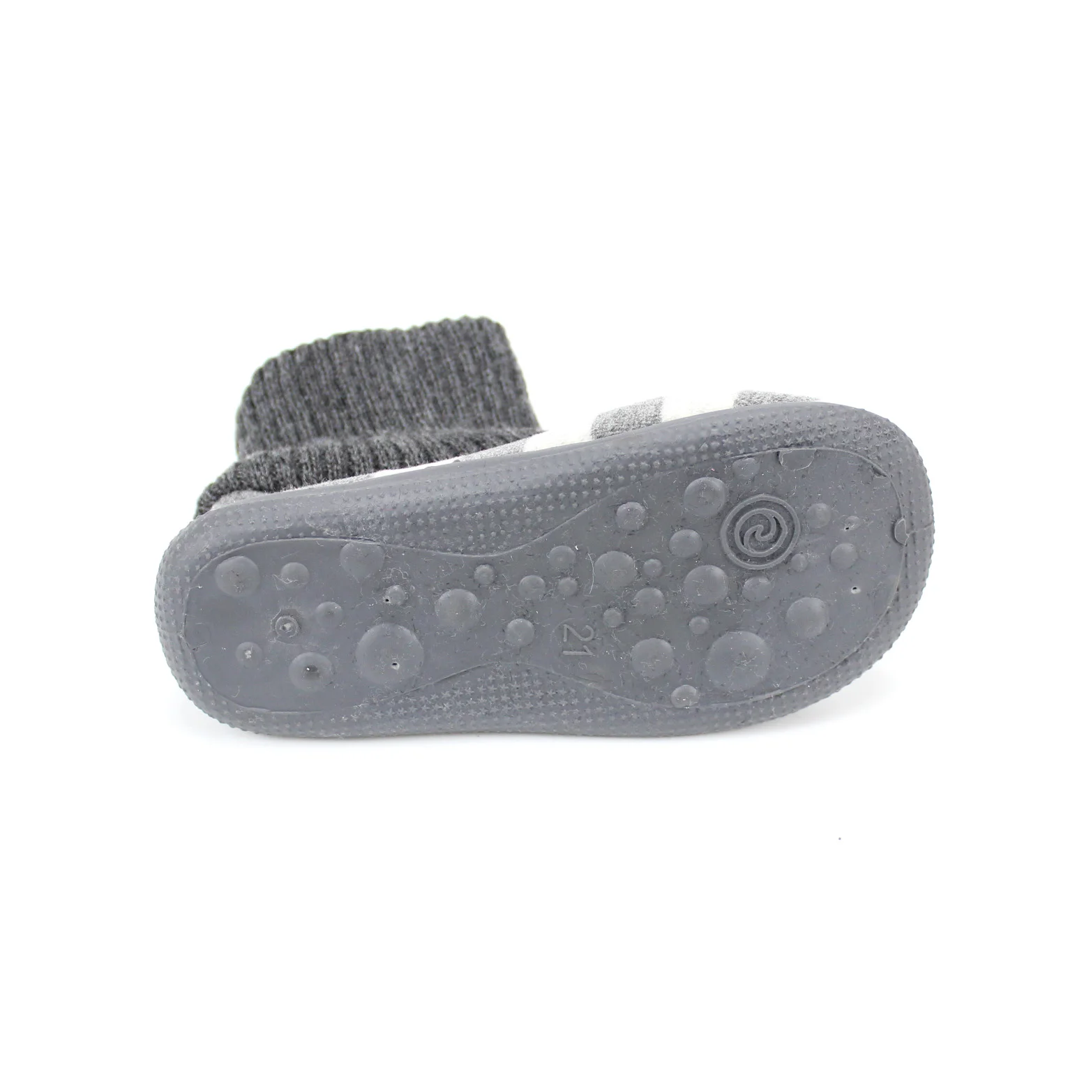 
Wholesale OEM soft sole antislip light weight grey stripe indoor baby boot slipper for boys 