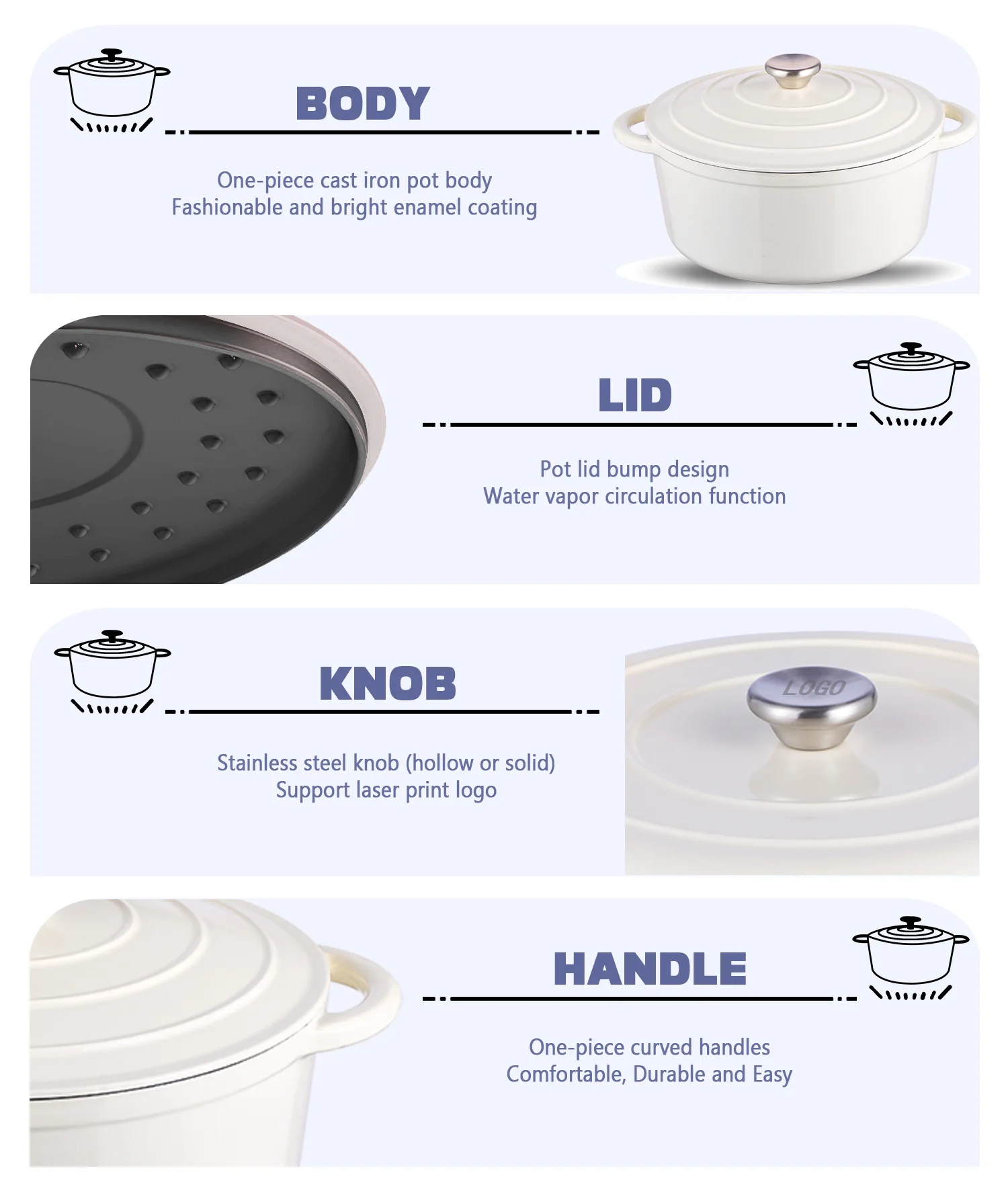 9 Pcs Enameled Cast Iron Cookware Set Non-Stick Ceramic Coated Cast Iron Skillet Saucepan and Dutch Oven Safe Pan Set