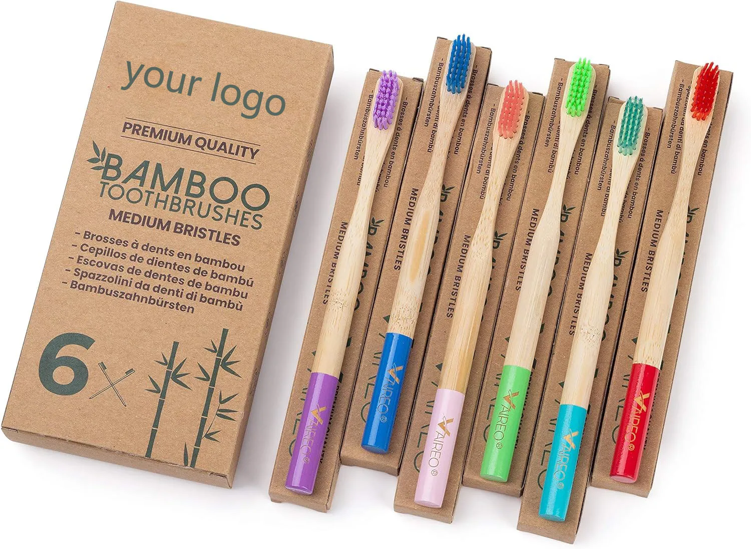 Eco-Friendly Kids Adults Bamboo Toothbrush Wholesale Custom Logo Label Natural Organic Degradable Children Toothbrushes