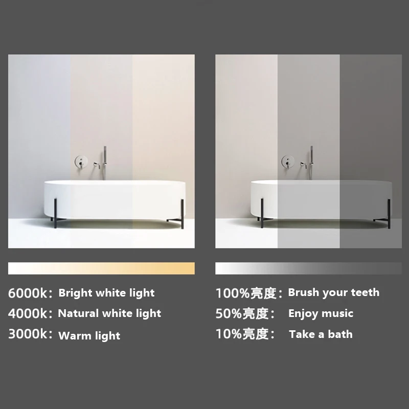 Frameless Custom Decorative Salon Wall Mount Shower Wash Basin Led Bath Mirror