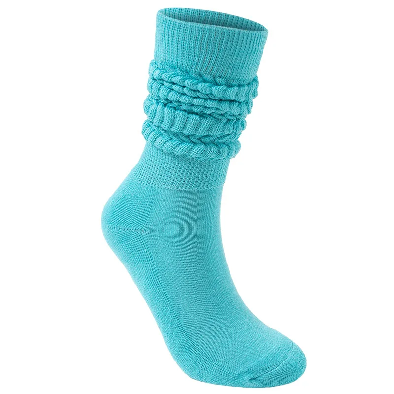 LOW MOQ Thick Terry Slouch Socks Custom Color Fashion Knee High Stacked Socks for Women