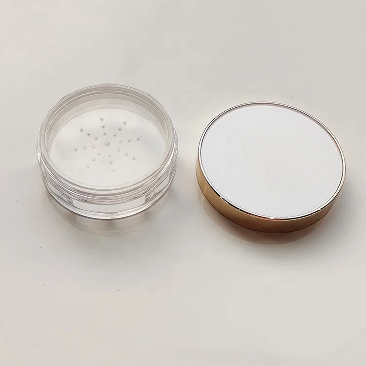 New round air loose powder jar empty setting powder container cosmetics case plastic makeup packaging