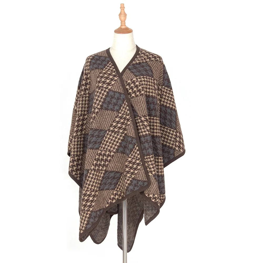 
New Women Wool Blending Open Front Cable Ladies Plus Size Winter Coats Knitting Poncho Cloak 