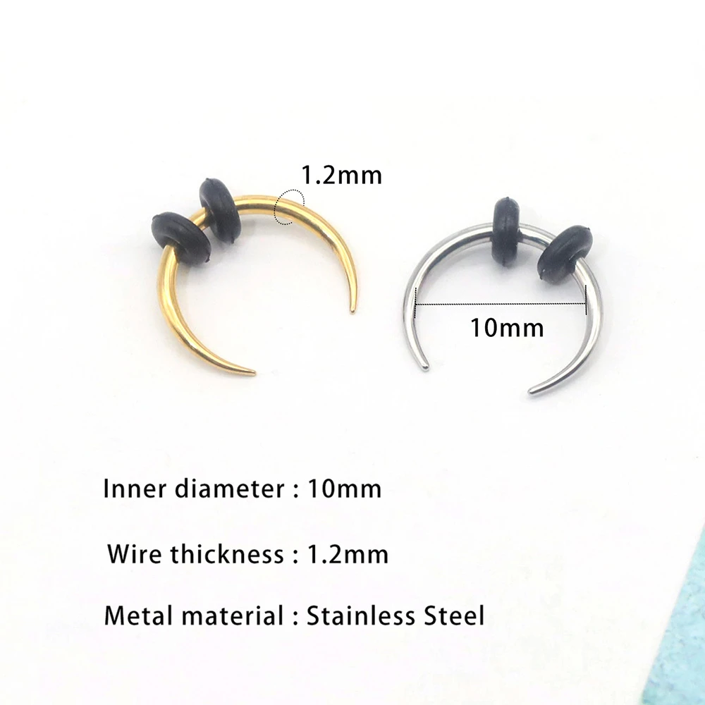 316L Surgical Steel Horn Shaped Round Tapered Nose Ring Septum Piercing Horseshoe Ear Cartilage Piercing Earrings Jewelry