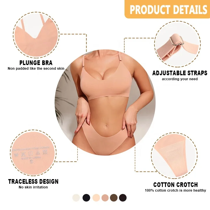 Sharicca Customize Logo Underwear Sets Women 6 Colors Seamless Bra And Panty Wholesale Bra & Brief Sets