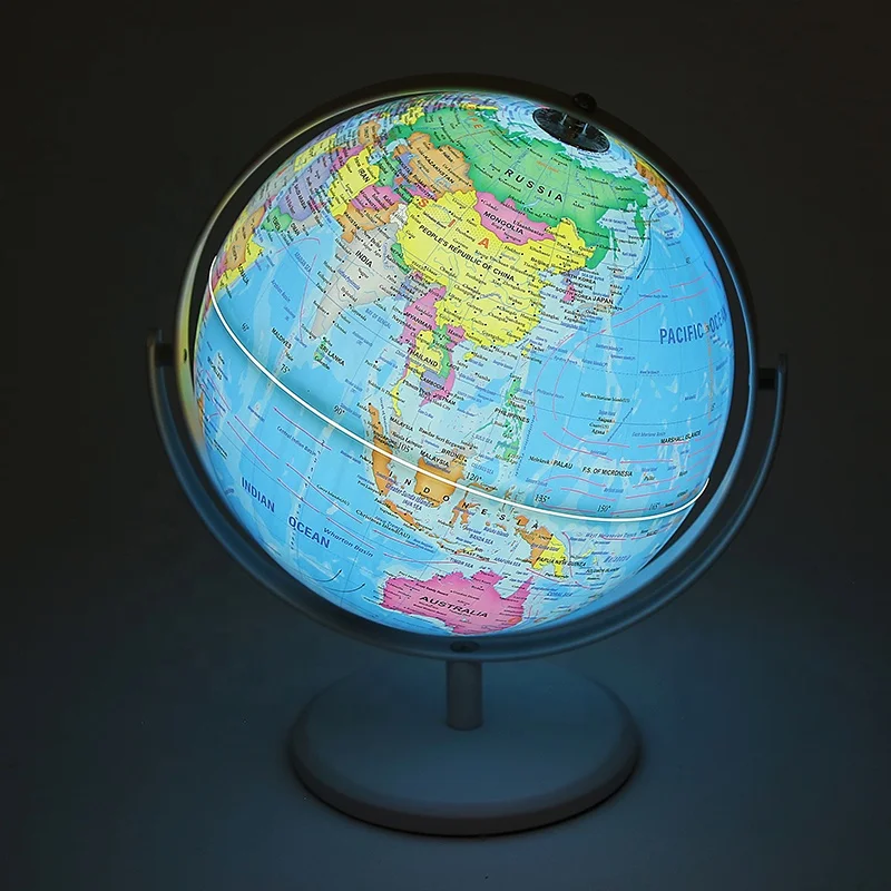 20cm Globe Factory Direct LED Light World Earth Map PVC Levitating Globe With Metal stand