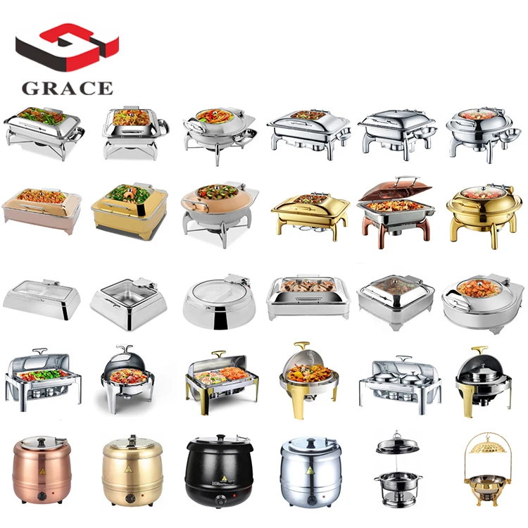 2021 Hotel Catering Stainless steal food warmer Hydraulic Luxury buffet stove chafing dish for restaurant