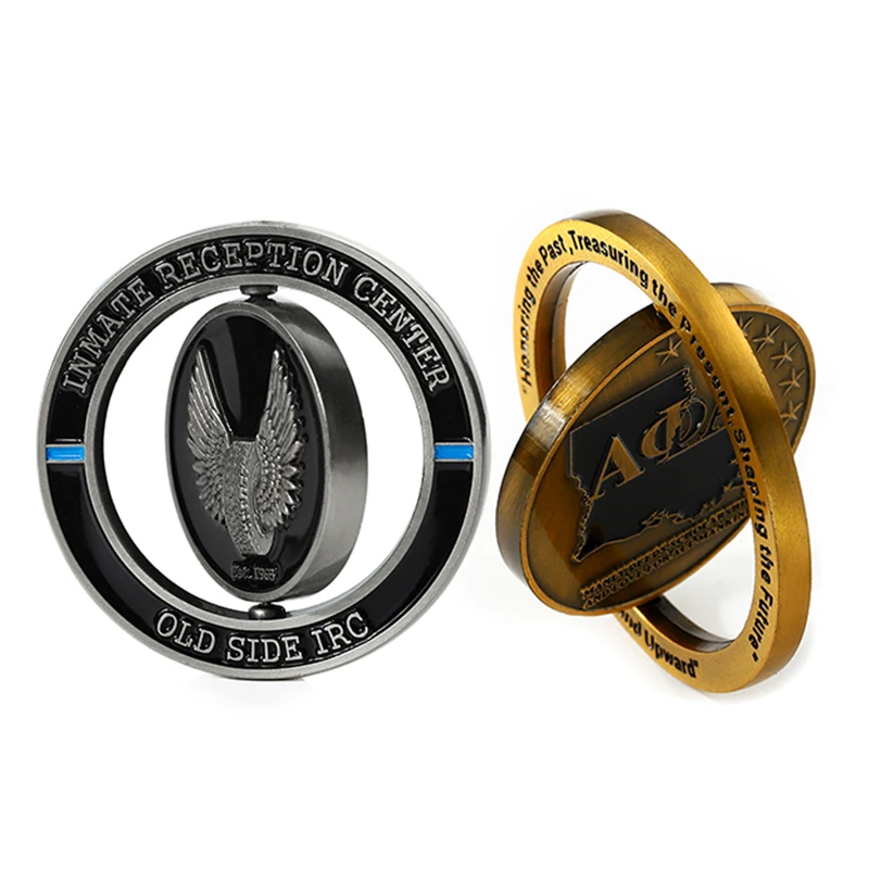 Factory Custom Coins 360 Degree Rotatable Enamel Coin Collector Gold Plated 3D Spinner Spinning Collection Coin for Souvenirs
