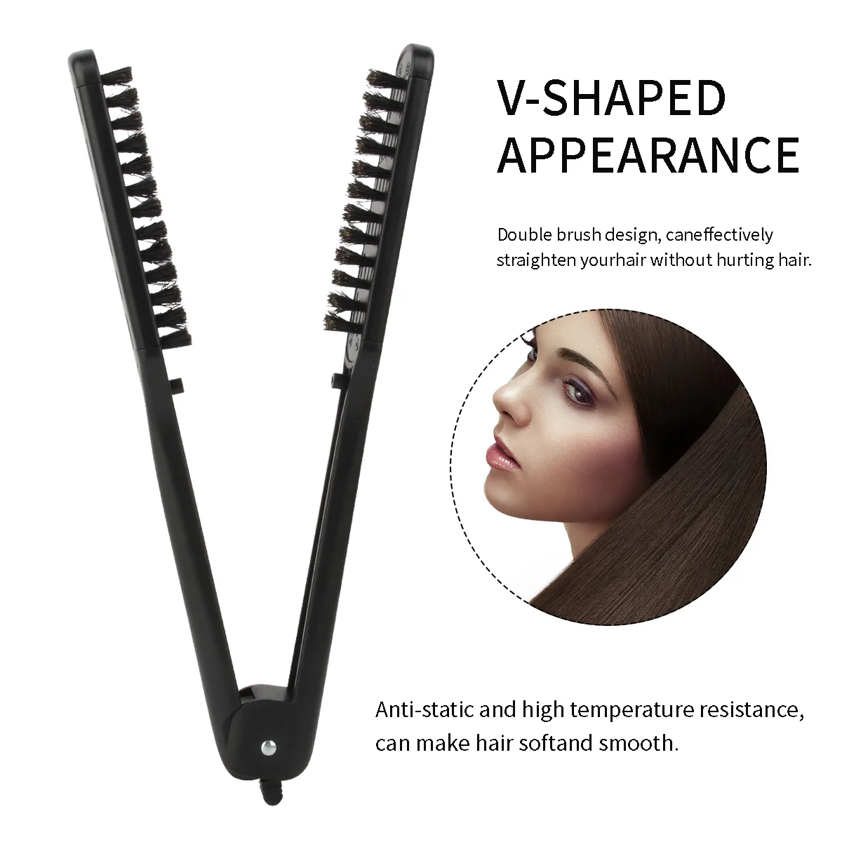 Customized Logo Hairdressing V-shaped Splint Comb Bristle Natural Curling Straightening Smooth Hair Styling Comb