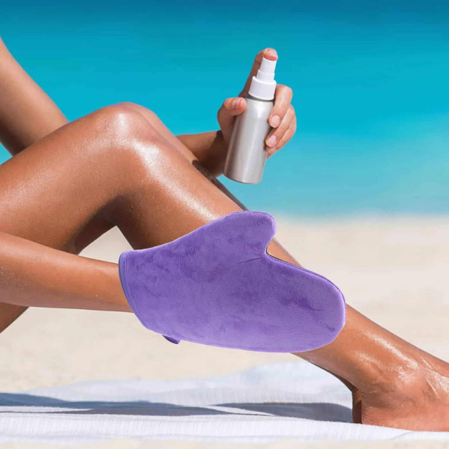 Handmade Purple violet Sunless Soft Velvet Spray Tan Self Tanning Mouse Glove