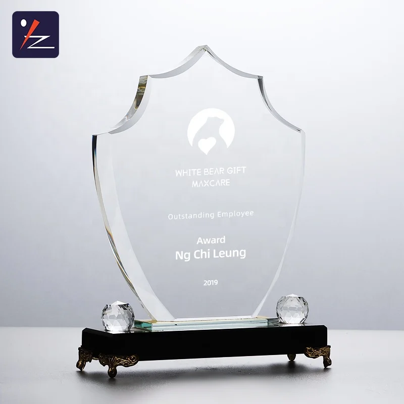 Wholesale unique company anniversary souvenir crystal trophy gift for good staff