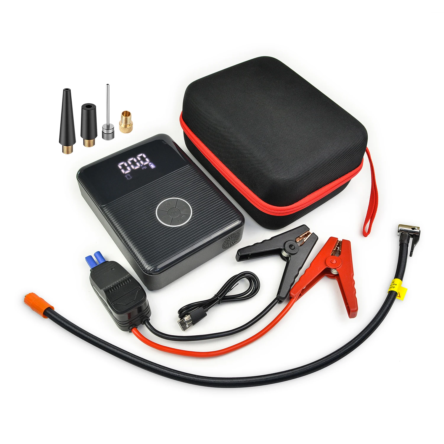 6 In 1 Car Jump Starter Air Pump Power Bank Lighting Portable Air Compressor Cars Battery Starters starting auto tyre inflator