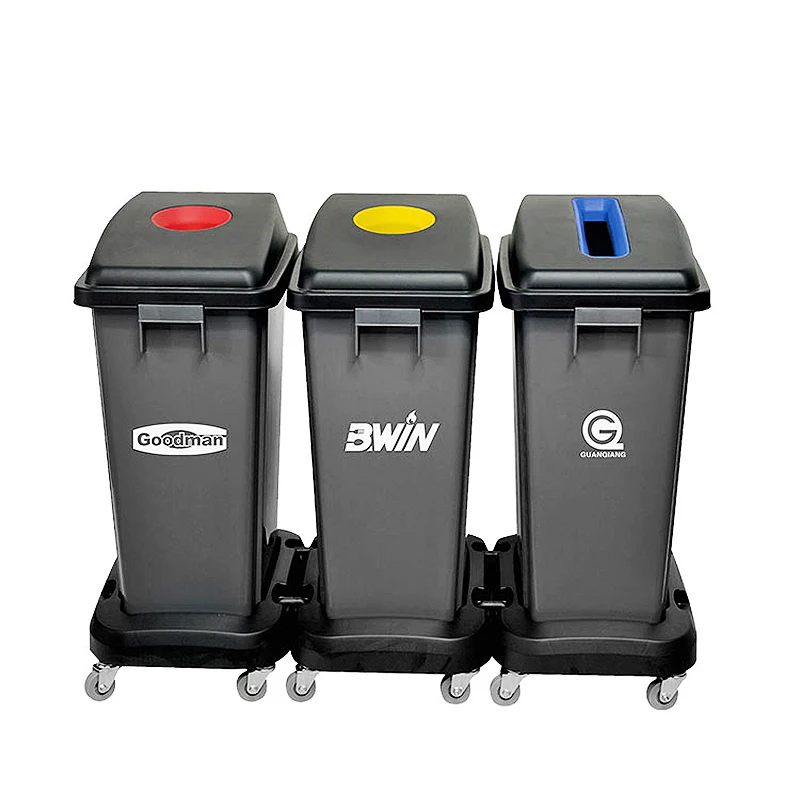 Outdoors Recycle Bins With Lids and Wheels Plastic Waste Bins 240 Liter Trash Recycling Bins