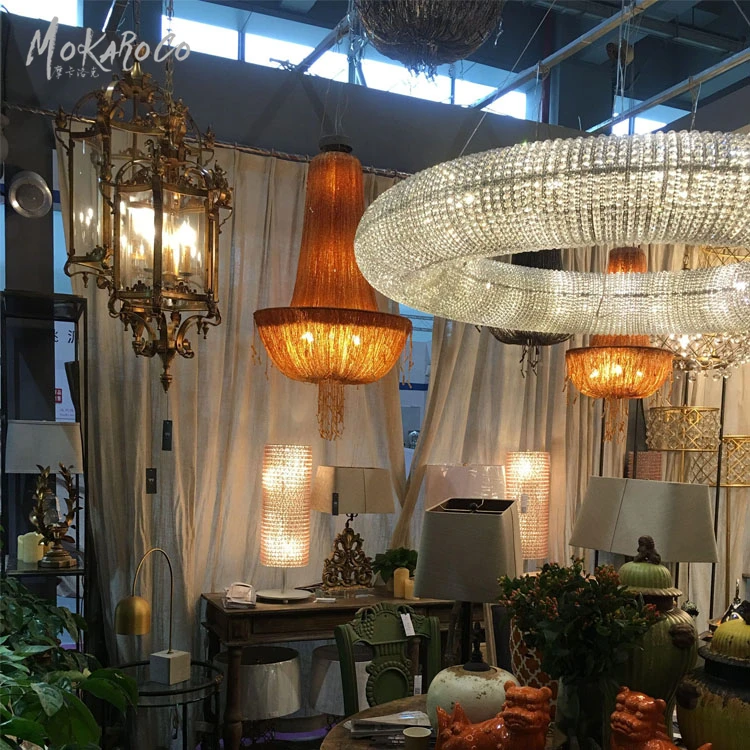 
Cage chandelier gold foil of the ancients light American retro hexagonal glass chandelier Roman gothic courtyard ceiling lamp 